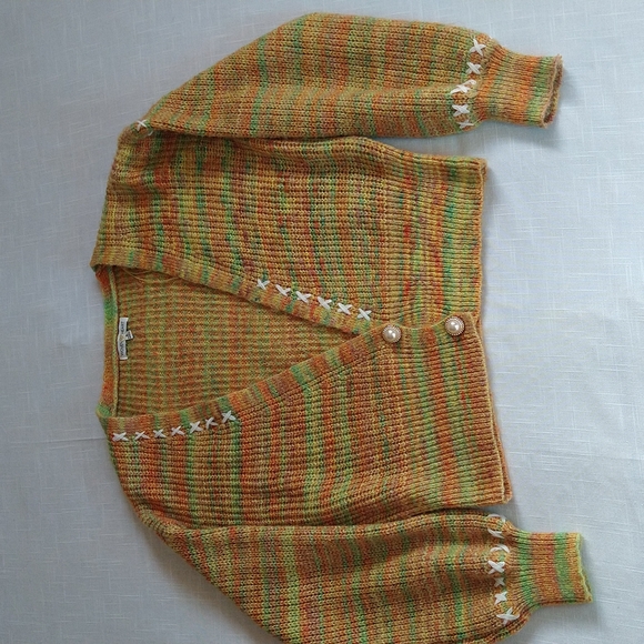 Mustard knit crop cardigan sweater lightweight size small - Picture 7 of 11